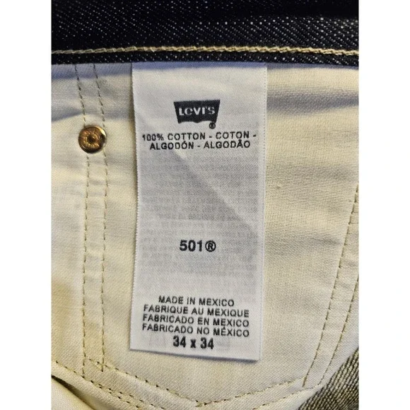 Levi's 501 Men's Original Fit Jeans Dark Indigo Denim, Straight Leg, Button - Picture 7 of 15